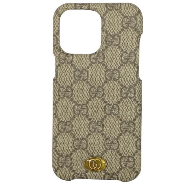 GUCCI グッチ 753611 アイフォンケース iPhone14 PRO MAX スマホケース GGスプリーム PVC ベージュ