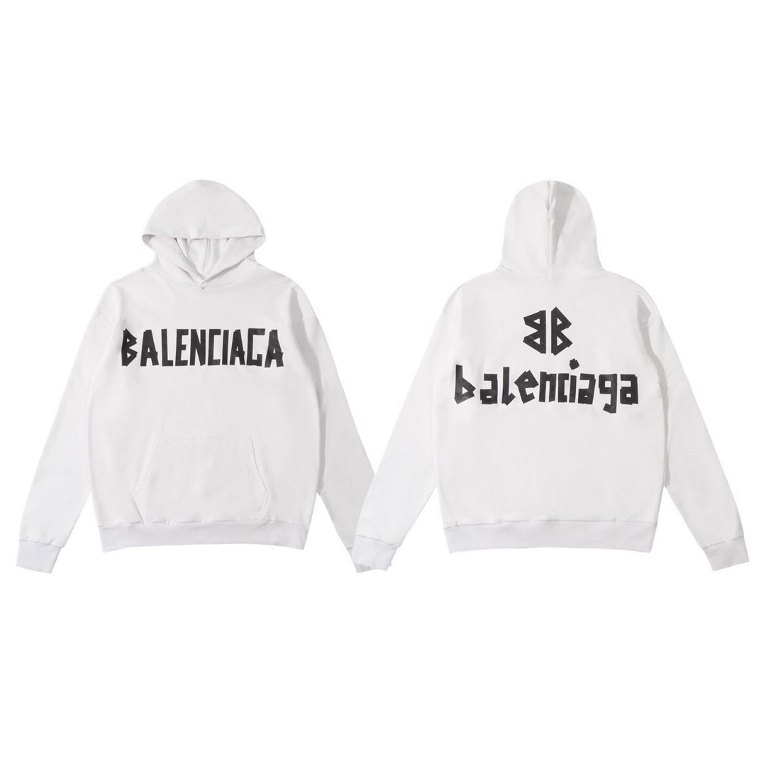 BALENCIAGA 24 ss白テーププリントカップル用連帽パーカー - メルカリ