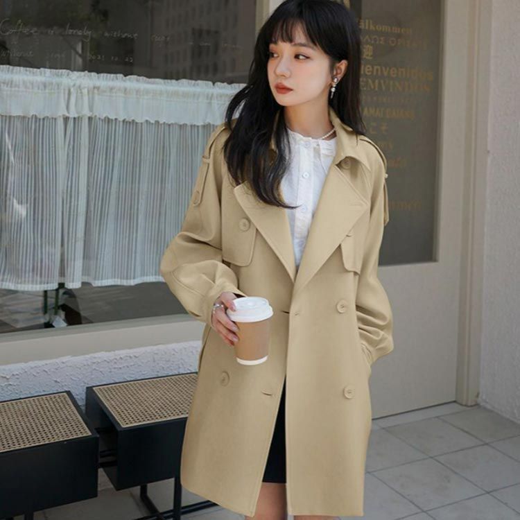最終値下げ！！3月まで！！美品⭐︎ショート丈Aラインフードコート　ライトカーキ 楽天市場】トレンチコート レディース 春 秋 コート ジャケット