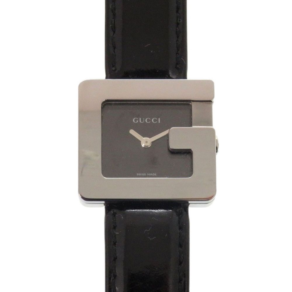 グッチ 3600L SS エナメル ブラック シルバー クオーツ 腕時計 0031 GUCCI