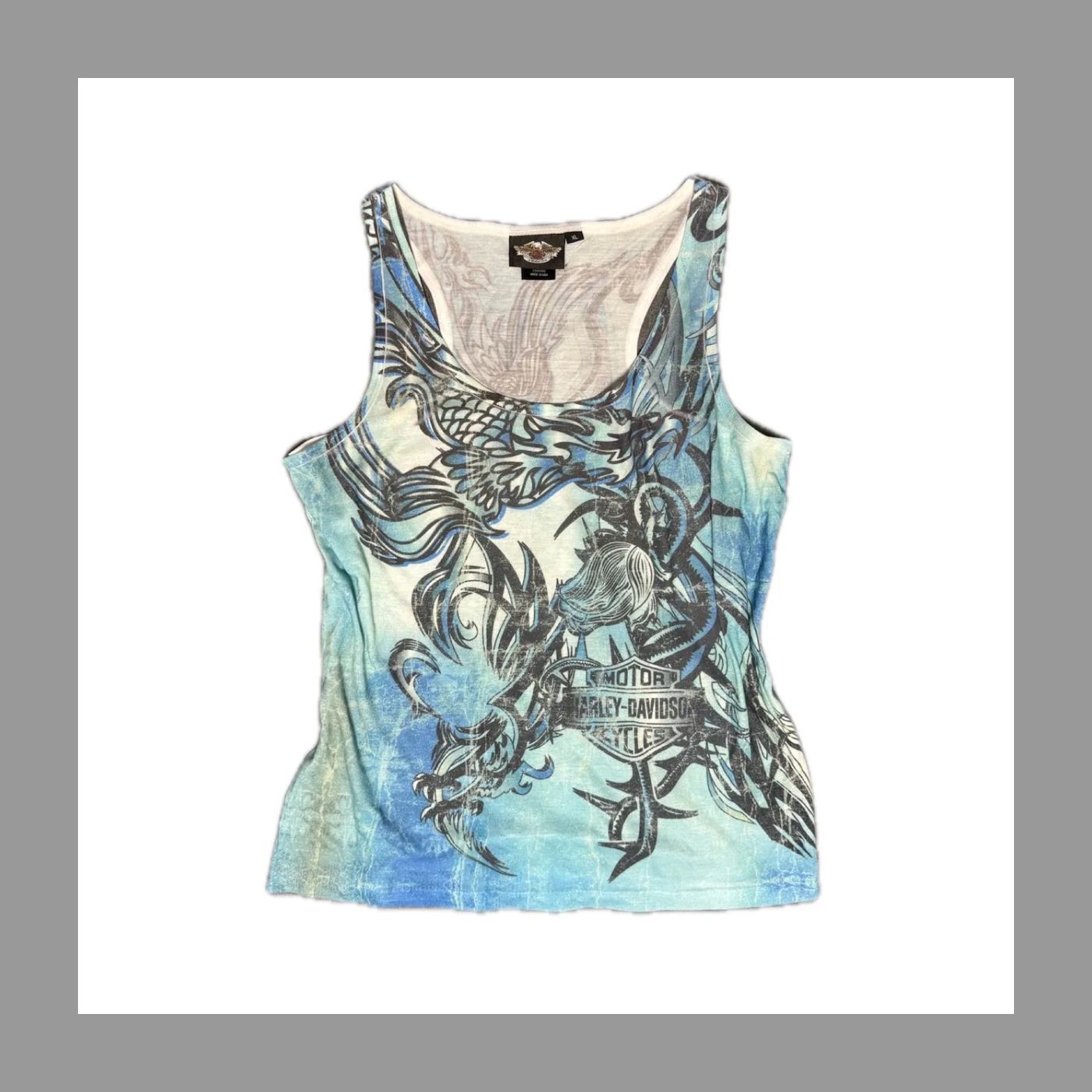 Graphic Fitted Tank Top / Harley-Davidson Graphic Tank ハーレー タンクトップ ワンピース　blue