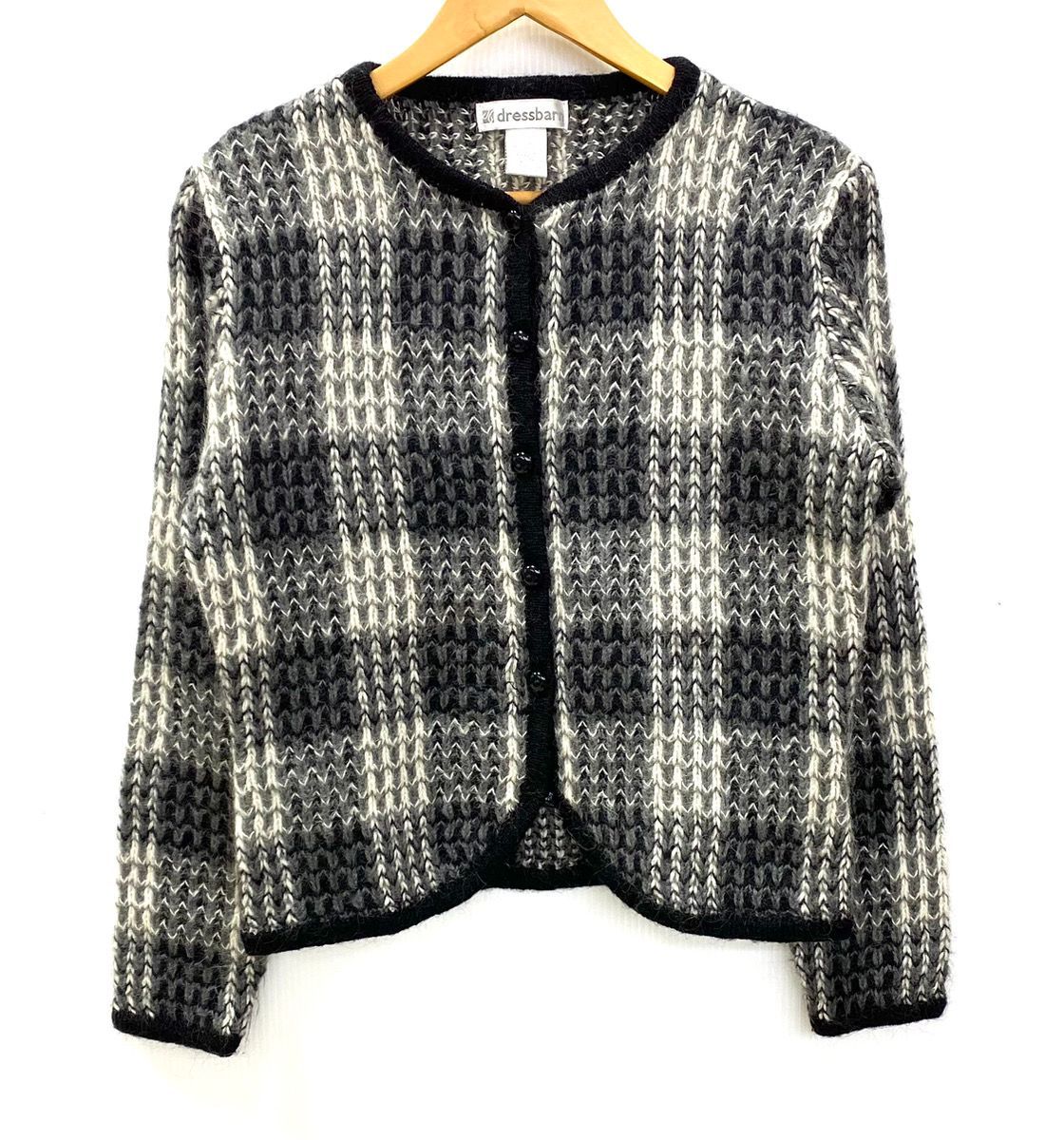 VINTAGE - dressbarn チェック柄 アクリル　モヘアニット　カーディガン　S dressbarn カーディガン モヘア50％ アクリル50％ チェック柄 S