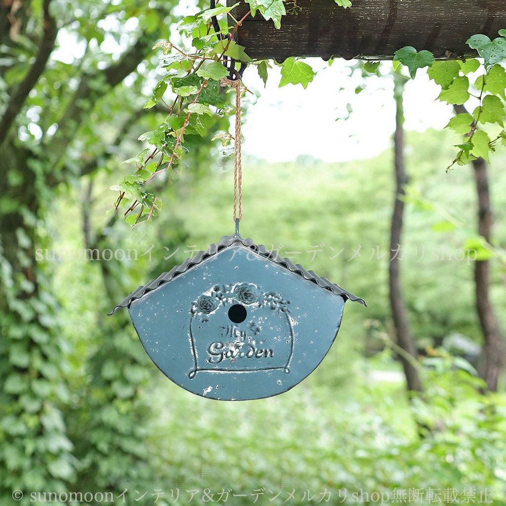  ガーデンオブジェ おしゃれ ホワイト 野鳥 吊り下げタイプ ガーデン 庭の装飾 鳥のモチーフ お洒落 バードウォッチング ガーデニング ガーデンインテリア 鉄 8-14 バードハウス 錬鉄製 雑貨 インテリア ブルー ガーデン雑貨 オーナメント オブジェ 園芸用品