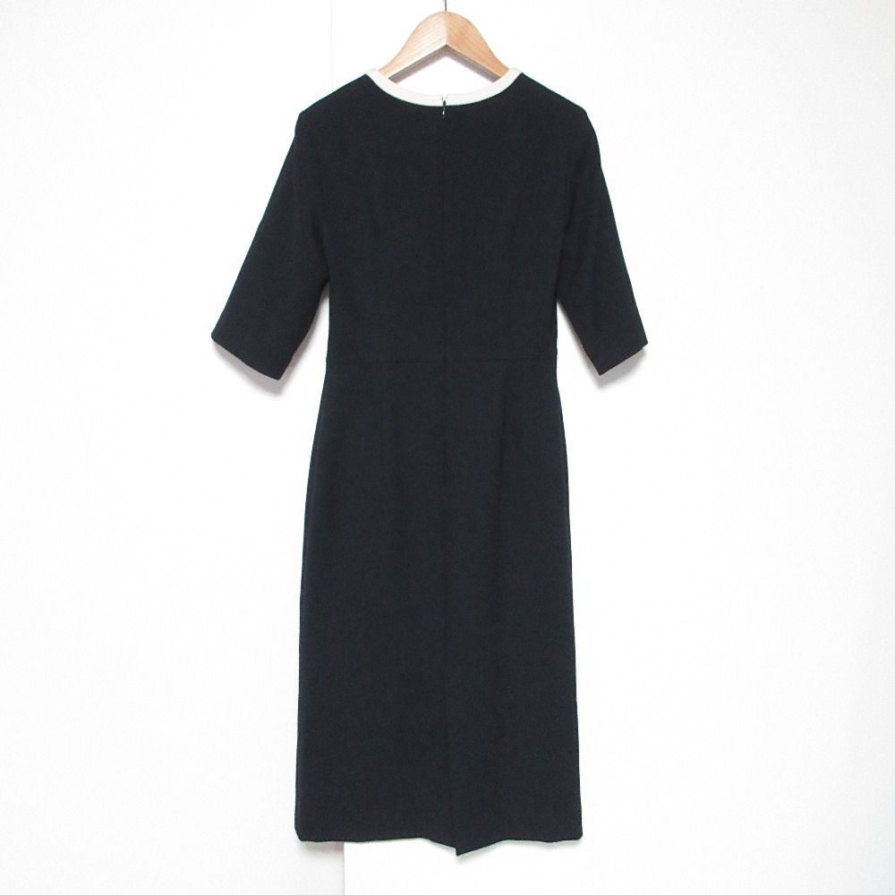 美品 DRESSTERIOR ドレステリア バイカラー ノーカラージャケット ミディワンピース セレモニースーツ アンサンブル 36 ネイビー レディース 古着 中古 USED 美品 DRESSTERIOR ドレステリア バイカラー ノーカラージャケット