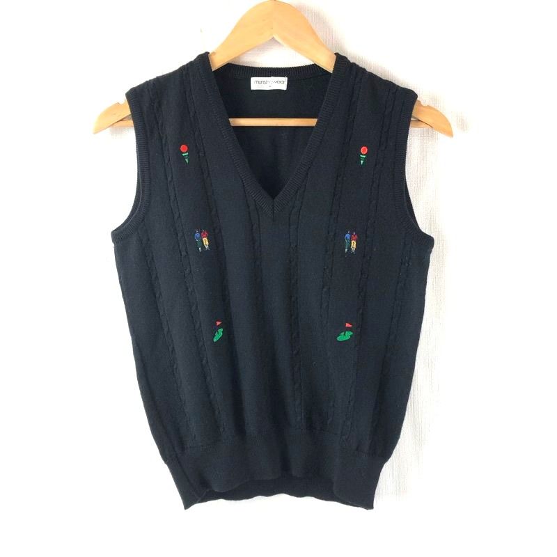 マンシングウェア Munsingwear ベスト ニット ウール Vネック 刺繍