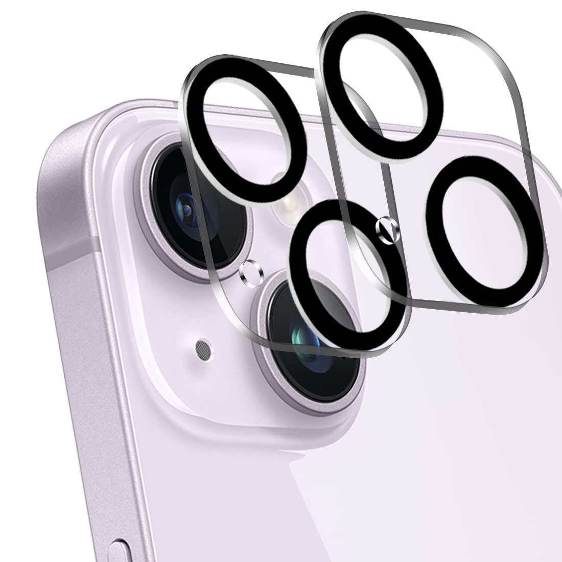 【2023年改良モデル】iPhone 14/ iPhone 14 Plus カメラフィルム 【Tobecool】アイフォン14/アイフォン14プラス カメラ保護 フィルム 化ガラス ガラスフィルム 旭硝子素材製 極薄 全面保護 黒縁取り 2眼