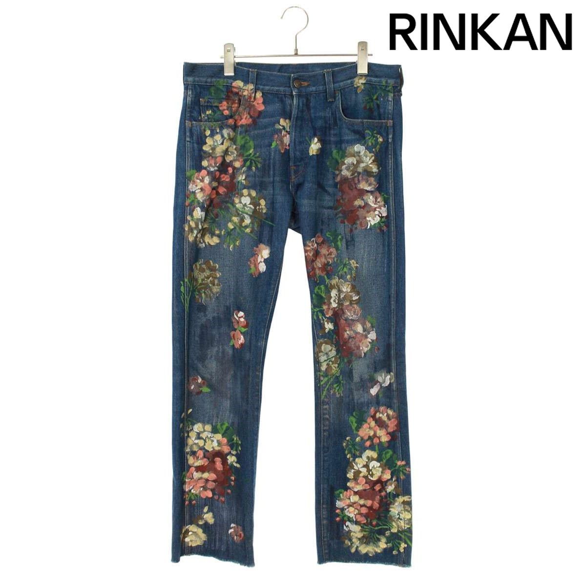 グッチ サイズ:32インチ  16AW  408635 XD481 フローラルデザインカットオフデニムパンツ 中古 SB01 グッチ 16AW 408635 XD481 フローラルデザインカットオフデニムパンツ