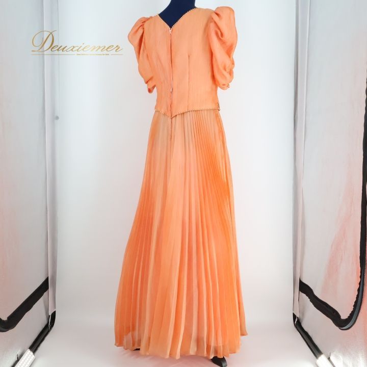 パーティドレス ワンピース ドレス オレンジ系 ラインストーン ビーズ  