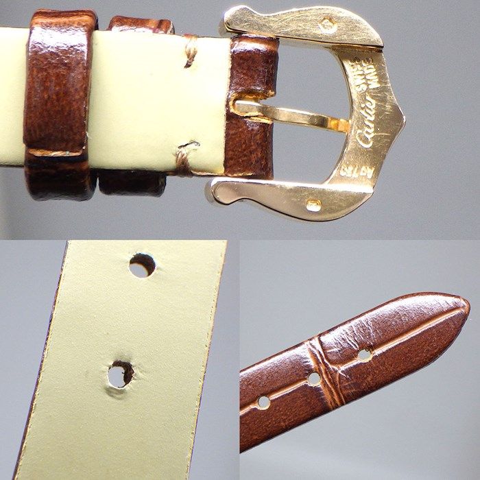 カルティエ Cartier 腕時計 ベニュワール SM W8000007 オーバル サンレイ シルバー文字盤 ローマ数字インデックス ブラウン アリゲーターレザーベルト K18PG クオーツアナログ 【中古】 カルティエ Cartier 腕時計 ベニュワール SM W8000007 オーバル