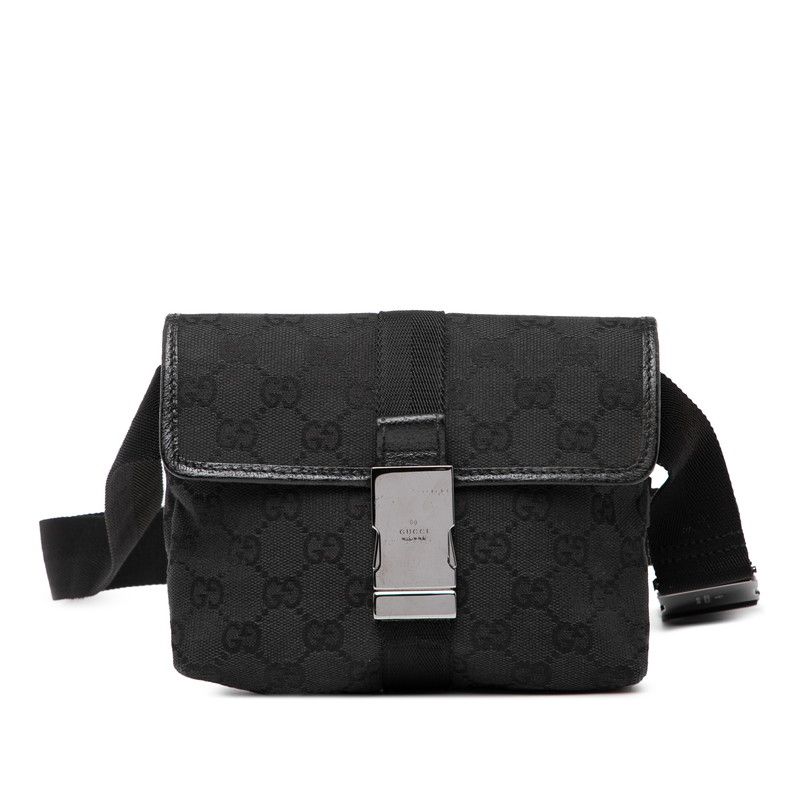 グッチ GGキャンバス ボディバッグ ウエストバッグ 131236 ブラック キャンバス レザー レディース GUCCI 227-34007