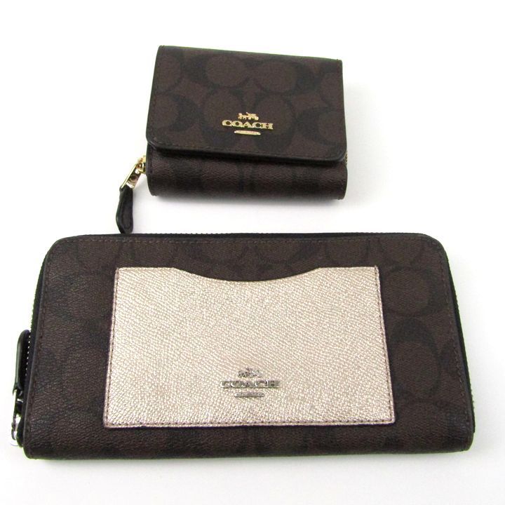 コーチ 長財布 三つ折り財布 2点セット シグネチャー ブランド ウォレット まとめて レディース COACH