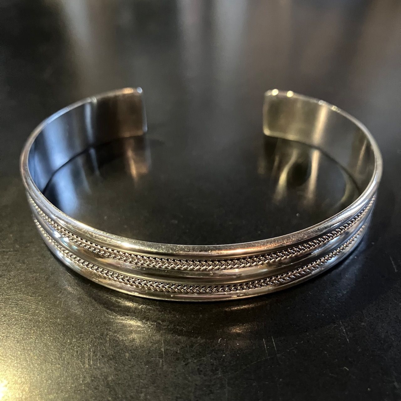 SILVER925 NATIVE WIDE BRACELET/シルバー/バングル ワイドバングル シルバー925 なめらかウェーブバングル