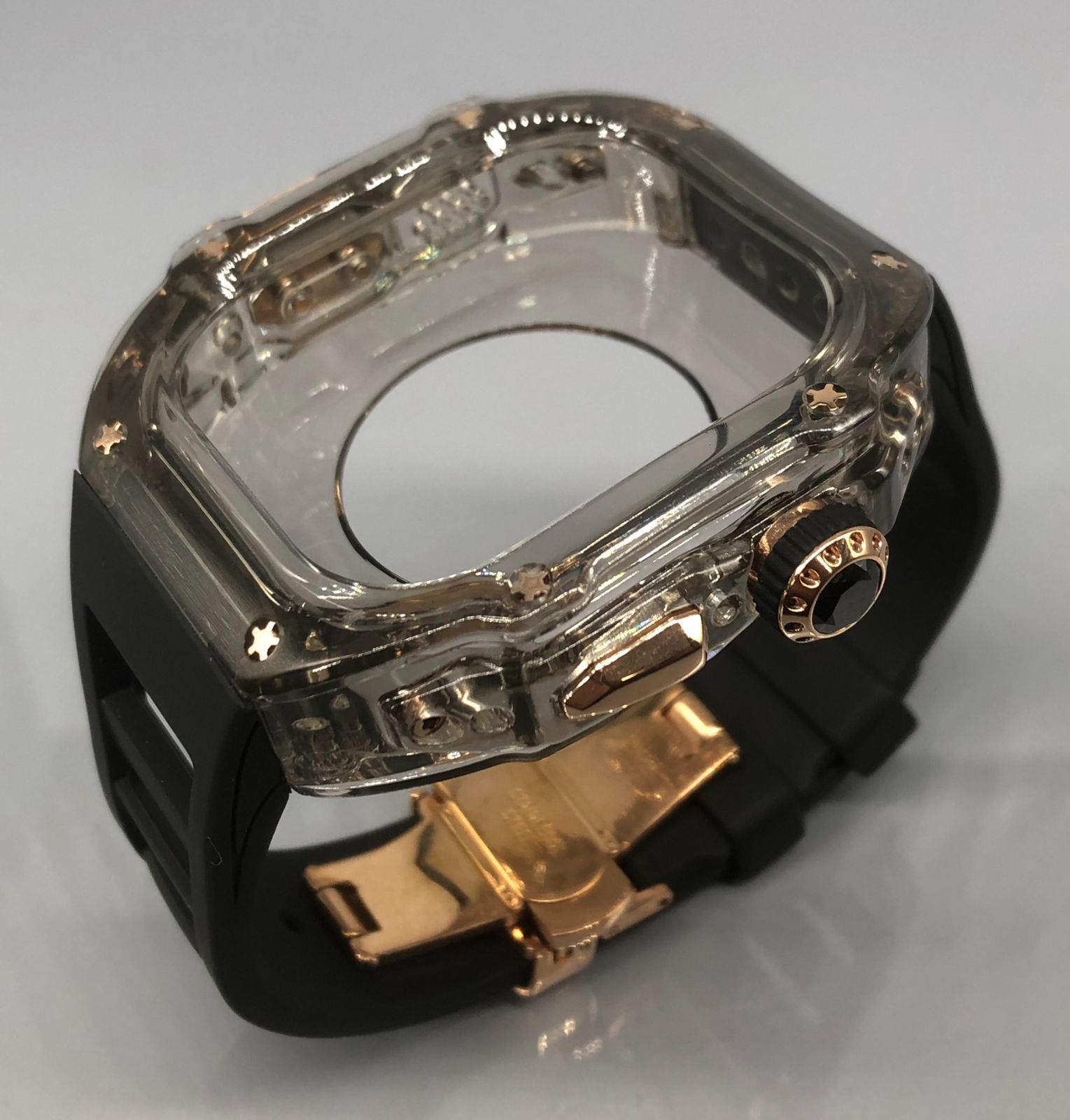 GimelZayin zc クリアブラック ローズゴールド ブラック アップルウォッチ ラバーベルト カバー ケース 49mm ウルトラ ultra メンズ レディース ultra2 スポーツ メンズ レディース Apple Watch バンド