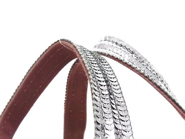 ■極美品■ vanessabruno ヴァネッサ ブリューノ キャンバス スパンコール ハンドバッグ トート ブラウン系×シルバー系 DB0061 □極美品□ vanessabruno ヴァネッサ ブリューノ キャンバス