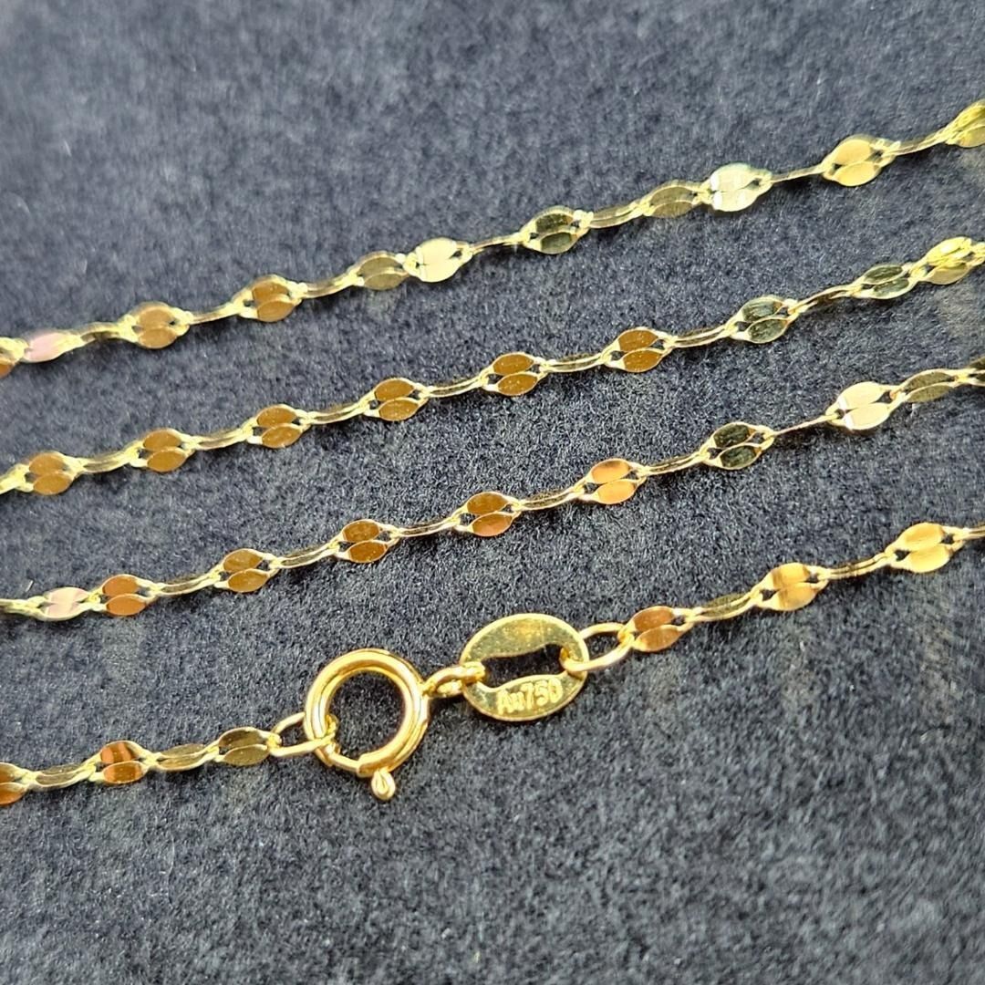 18金 アンクレット 2連 ペタル チェーン ゴールド K18 18K キラキラ 18