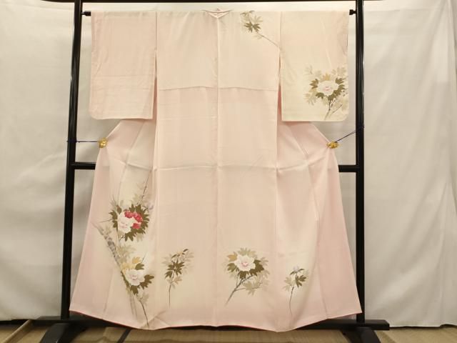 平和屋着物○訪問着 手描き 枝花文 鬼しぼ縮緬 正絹 逸品 CAAR6553ze