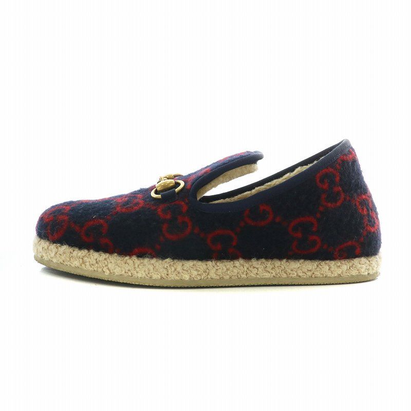 グッチ GUCCI スリッポン ローファー ウール ボア GG柄 総柄