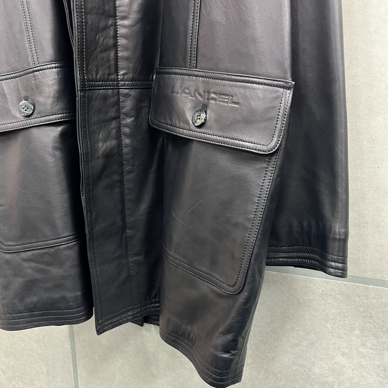 LANCEL ランセル スムースレザー ラムレザージャケット ジップアップ