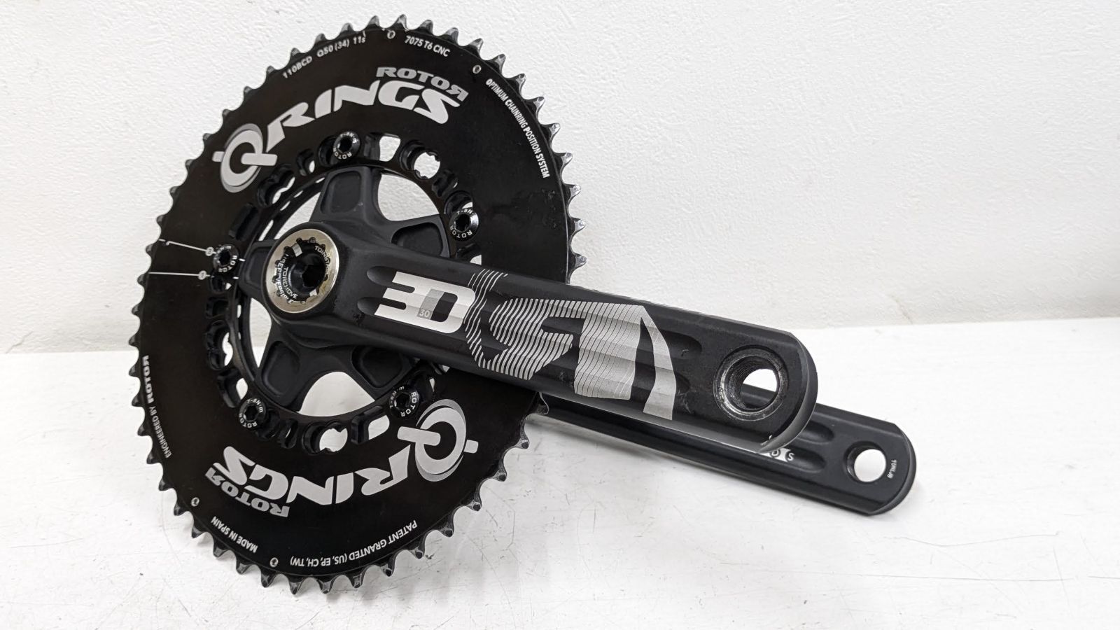 並品 Rotor 3D 30mm軸 楕円チェーンリング 50 34t 10-11s クランク FC250614A