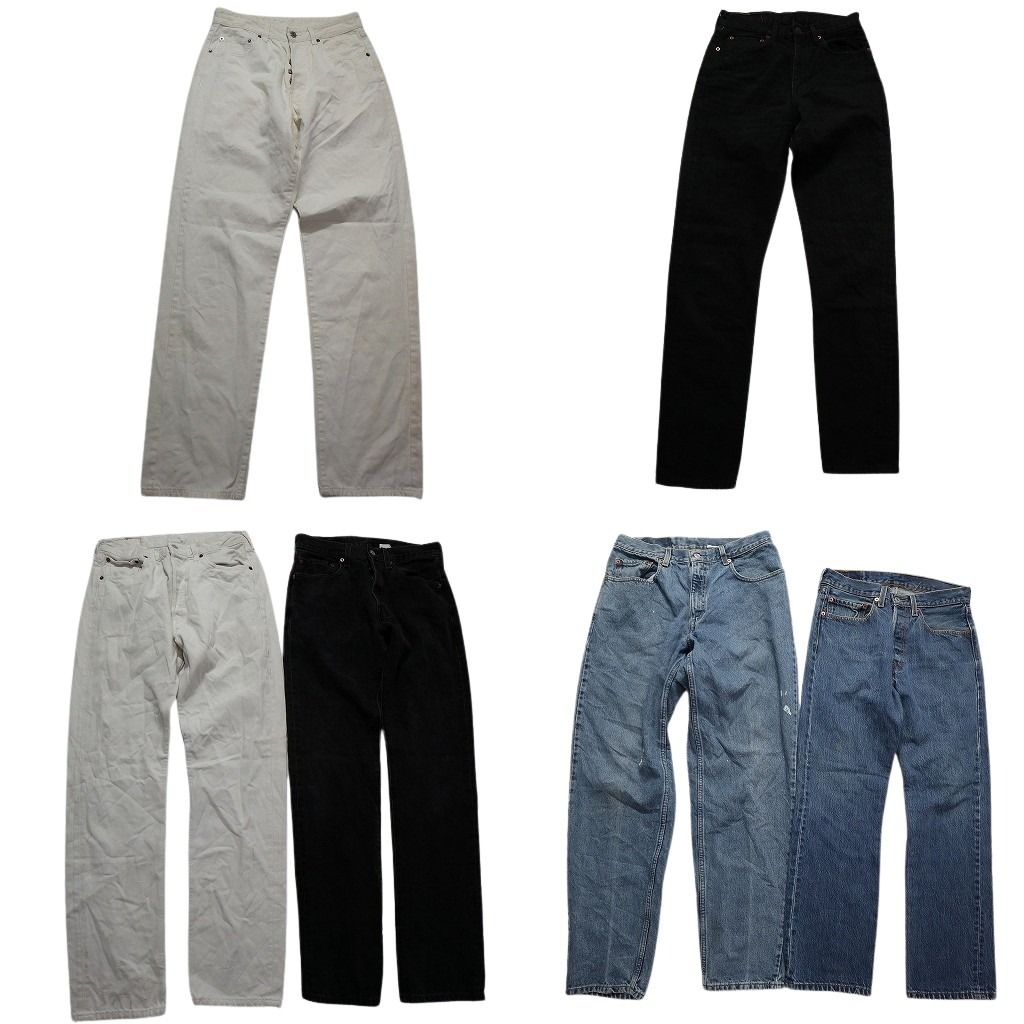 古着卸 まとめ売り リーバイス 紙タグ デニム パンツ 6枚セット メンズ 30 |31 ブラック カラーフェード 革パッチ 古着 NC1334