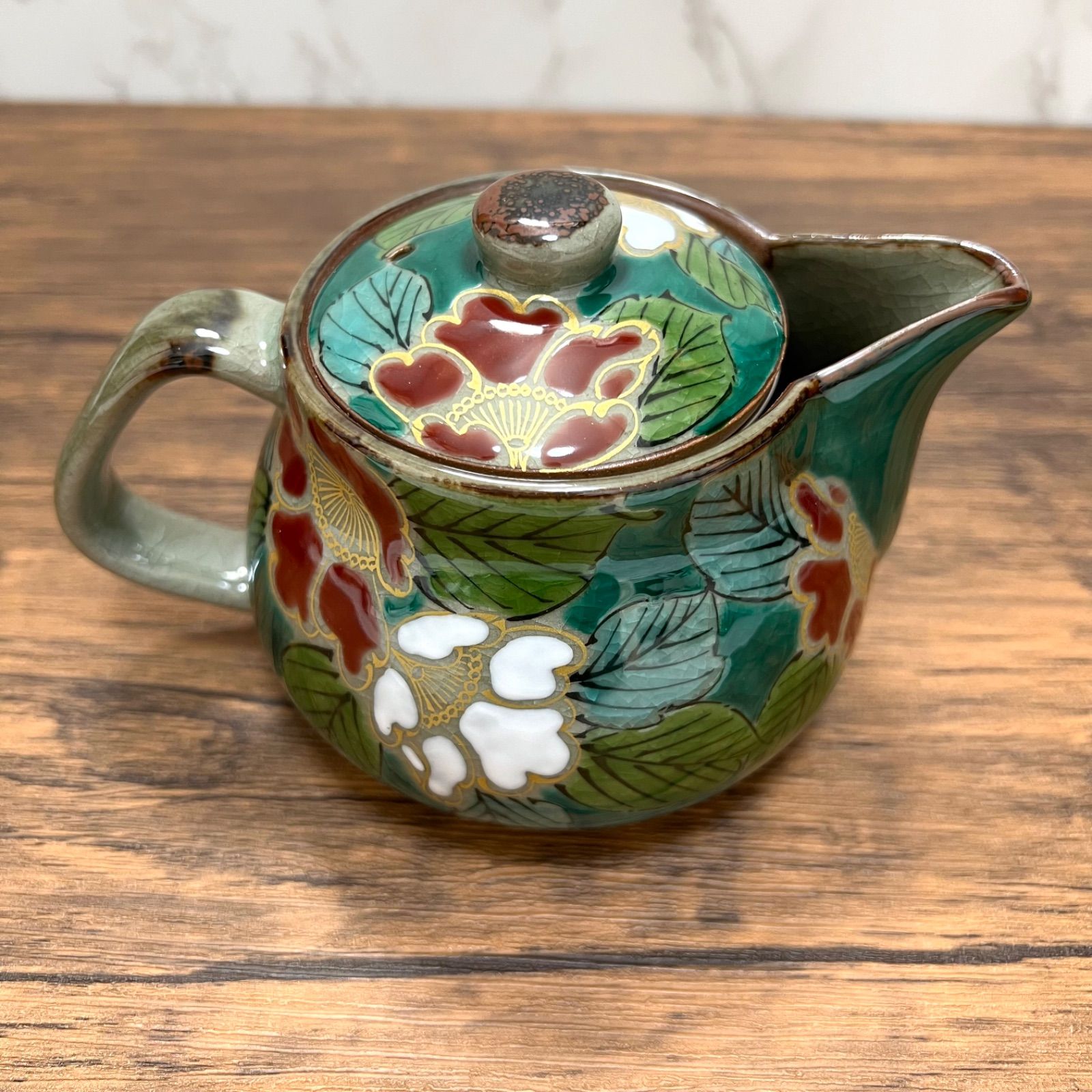 九谷焼】急須 湯呑 セット グリーン山茶花 ポット コップ Kutani Ware Teapot Cup Set - メルカリ