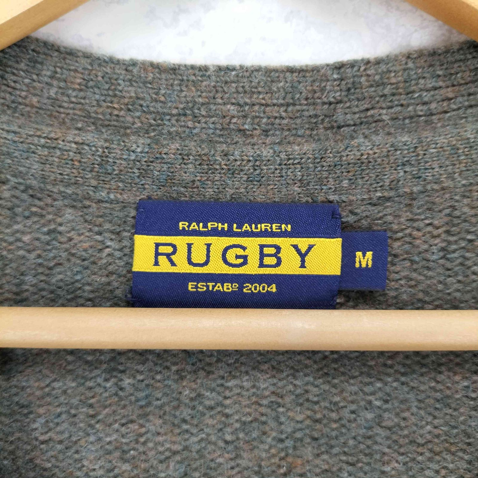 ラルフローレンラグビー　ラムレザー　エルボーパッチ　コットン　カーディガン　L ラグビーラルフローレン Rugby Ralph Lauren エルボーパッチ