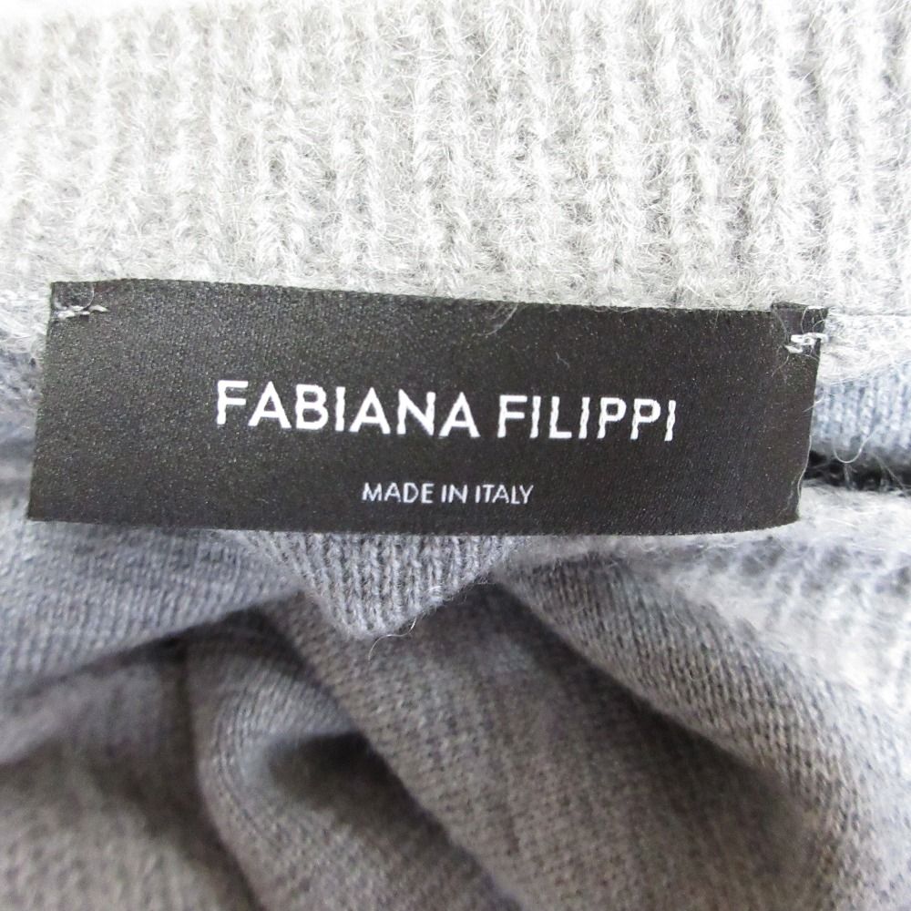 美品 Fabiana Filippi ファビアナフィリッピ モヘア×アルパカ 切替 クルーネック 長袖 ニット プルオーバー セーター 40 グレー レディース 古着 中古 USED 美品 Fabiana Filippi ファビアナフィリッピ モヘア×アルパカ