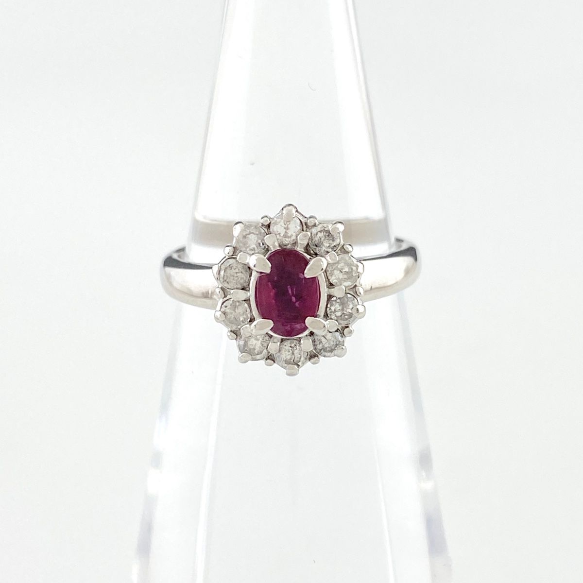 在庫一掃】 ルビー デザインリング プラチナ 指輪 メレダイヤ ピンキー  