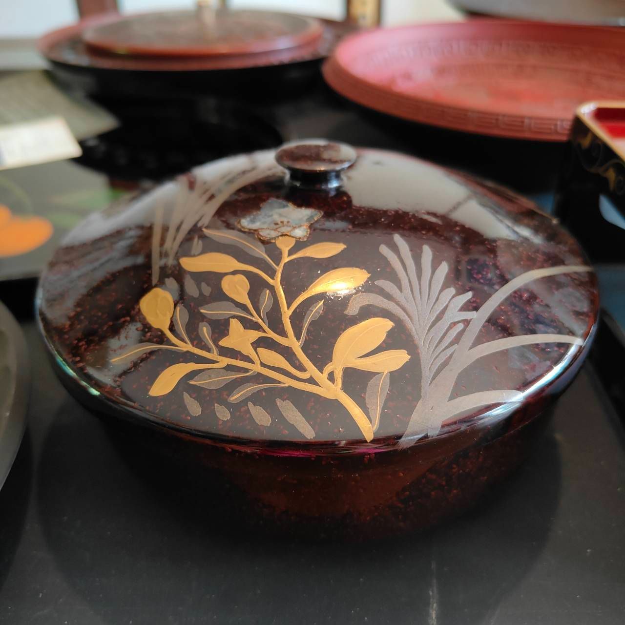 山中漆器 嘉匠菴 古代根来塗 トレイ お盆 小判盆 木製 レリーフ 朱塗 山中漆器 嘉匠菴 古代根来塗 トレイ お盆 小判盆 木製 レリーフ 朱塗