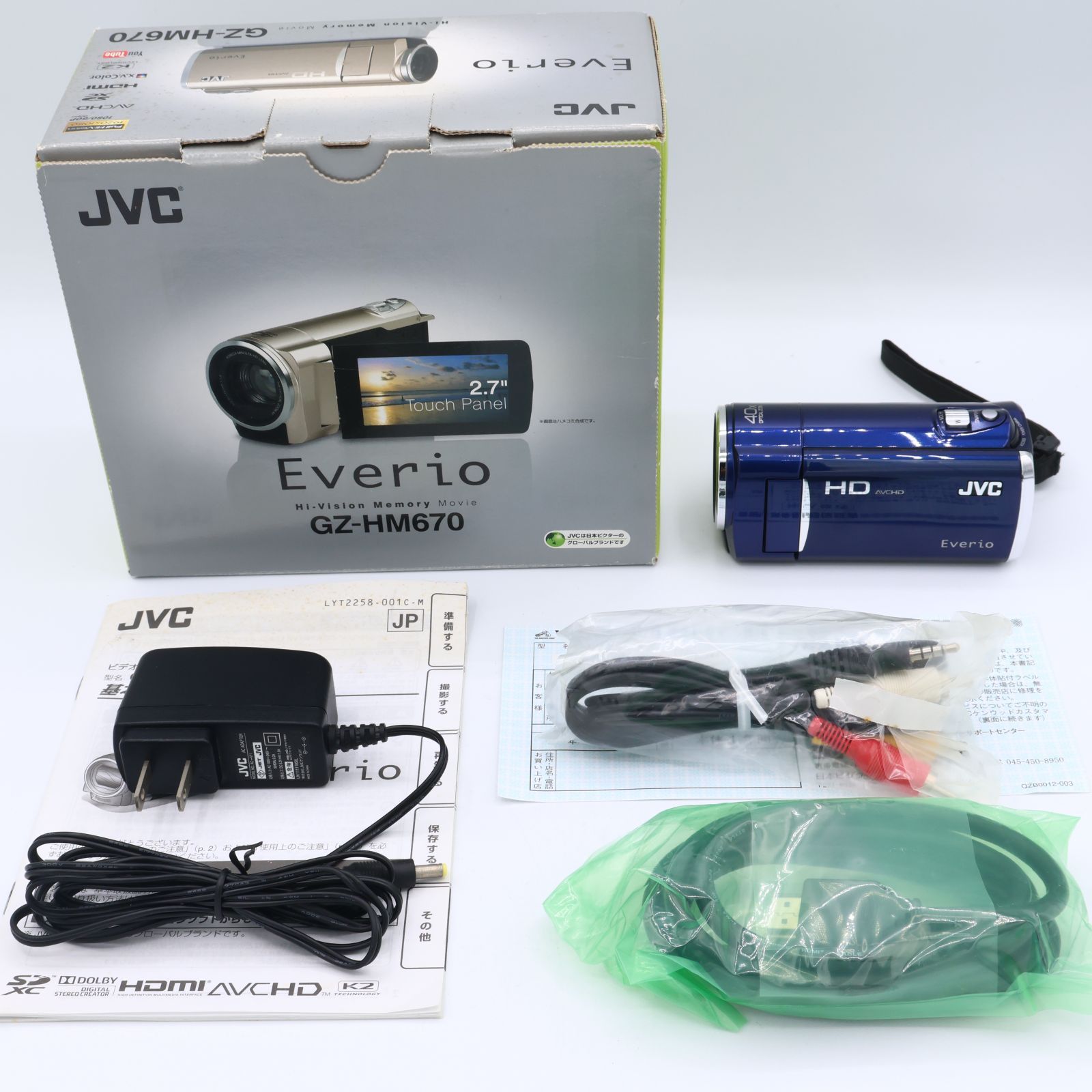 JVCケンウッド JVC 32GBフルハイビジョンメモリームービー ロイヤルブルー GZ-HM670-A 250911_176N0397
