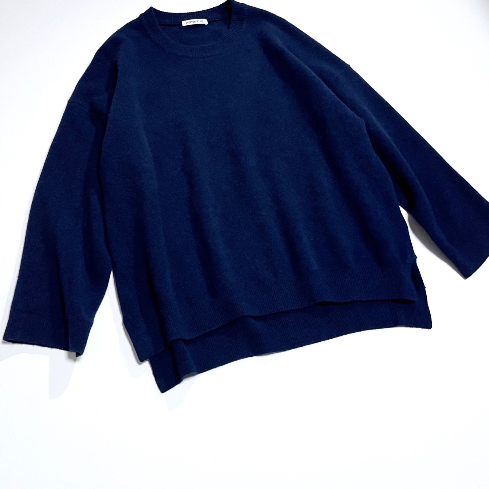 ci08 EVERYDAY I LIKE. フランネル カシミヤ クルーネック ニット 厚手 