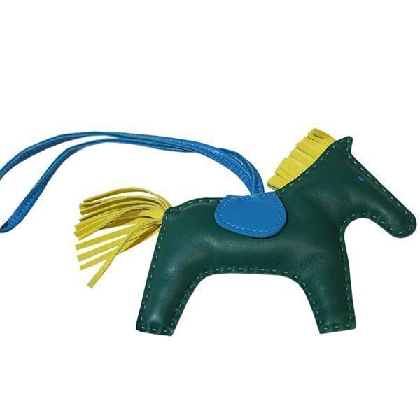 HERMES【エルメス】ロデオMM バッグチャーム マラカイト×ブルー