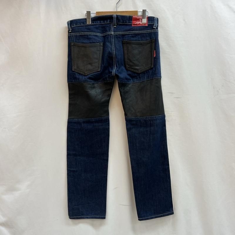 NEIGHBORHOOD ネイバーフッド パンツ デニム ジーンズ 2004年 SAVAGE NARROW 牛革 パンチングレザー パイピング 切替 ナロー デニム