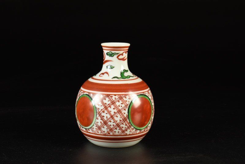 九谷焼 須田菁華 赤地緑彩 高台小鉢 5客揃い 九谷焼 須田菁華 赤地緑