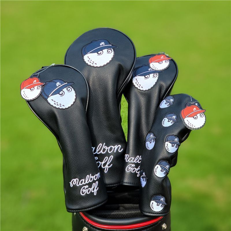 Malbon マルボン GOLF ゴルフクラブカバーゴルフ ヘッド カバー 4点セット 黒
