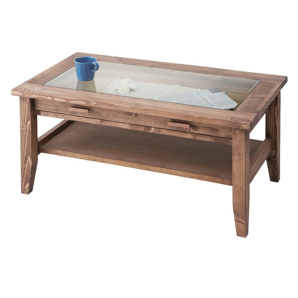 ♪ガラス天板 天然木製 センターテーブル ローテーブル 北欧風 リビングテーブル おしゃれ ヴィンテージ