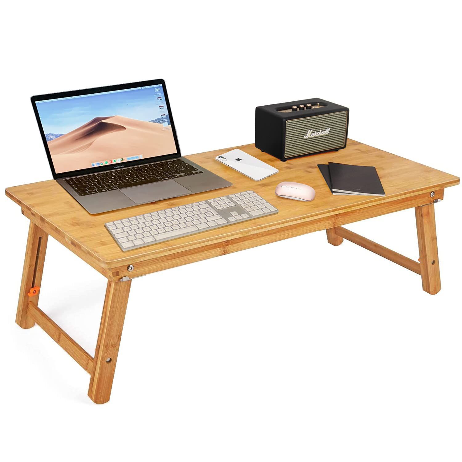 ノートパソコンデスク PCスタンド 傷付きにくい 竹製 ベッドテーブル