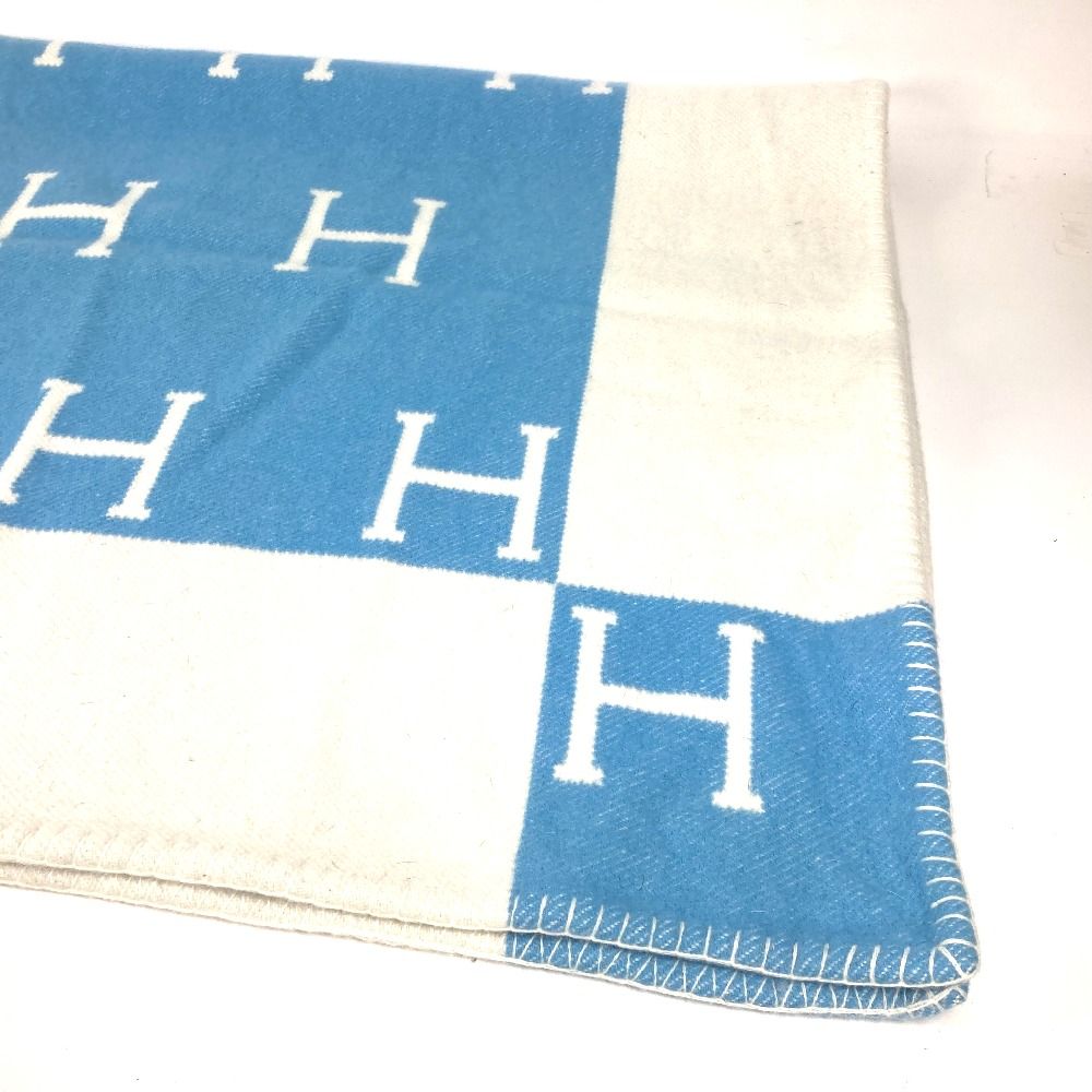HERMES エルメス ブランケット アヴァロン ウール/カシミヤ ブルー