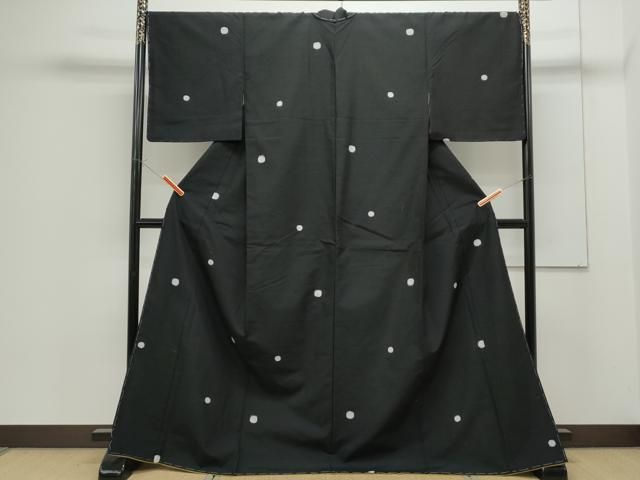 平和屋着物●上質な紬  あられ　黒地　正絹　逸品　未使用　CAAS0388th 平和屋着物○上質な紬 あられ 黒地 正絹 逸品 未使用 CAAS0388th