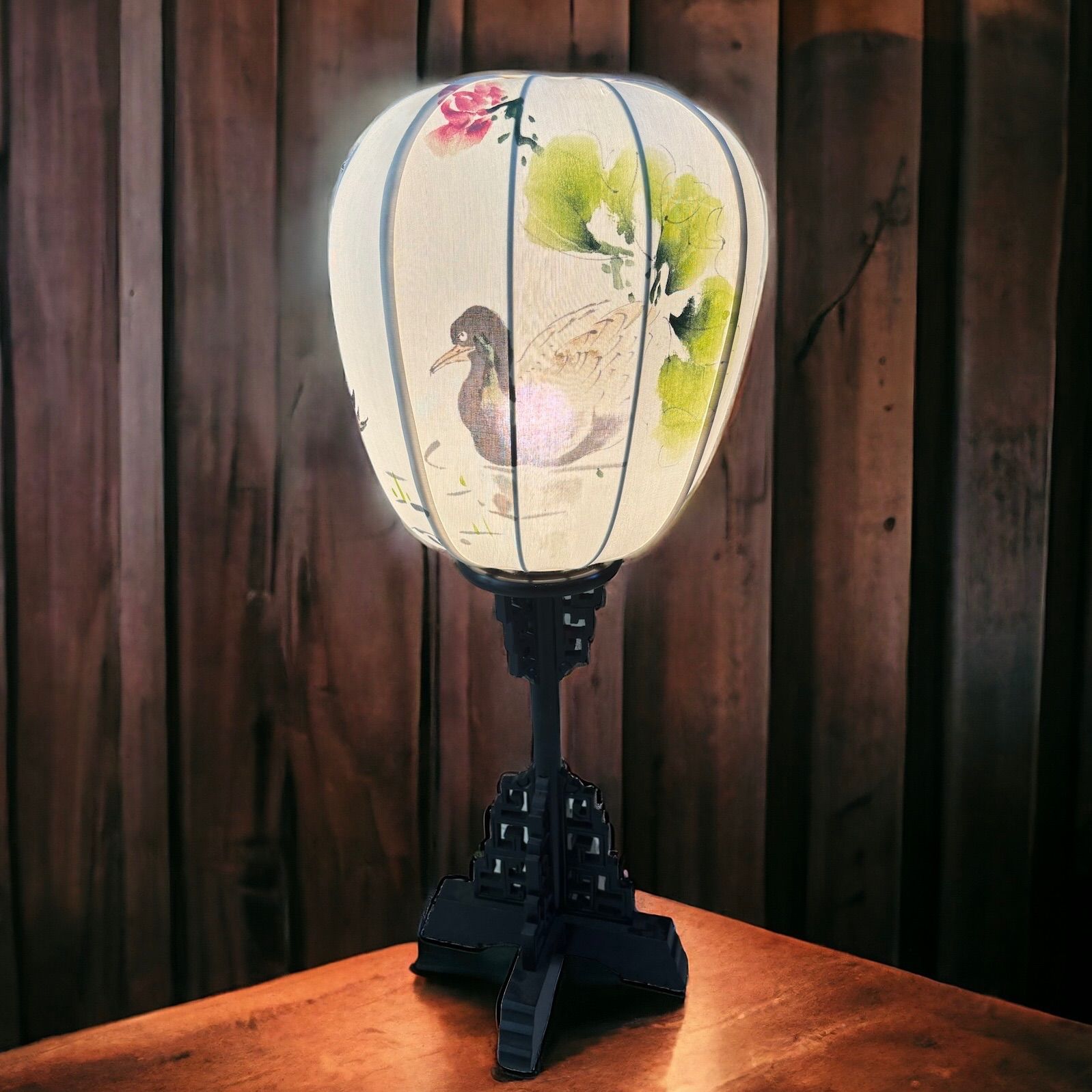 天然木の置物 鳥（コウノトリ？）と松（激安商品 天然木の置物