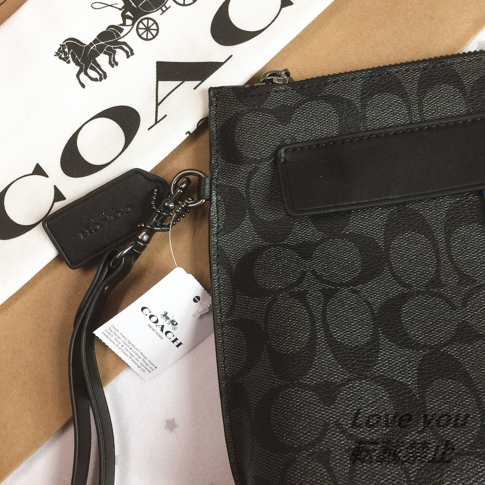 COACH コーチバッグ F38588 セカンドバッグ クラッチバッグ メンズバッグ アウトレット品 新品未使用 ネイビー×チョーク×ブラック -  メルカリ