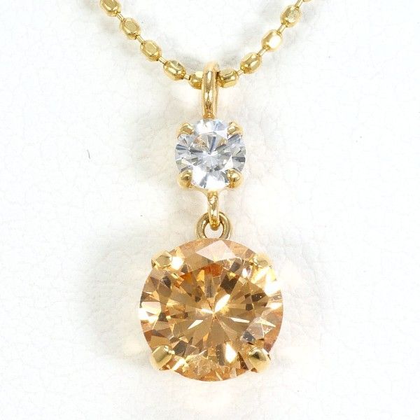ウィスプ K10YG ネックレス necklace シトリン ジルコニア 総重量約1.3g 約39cm