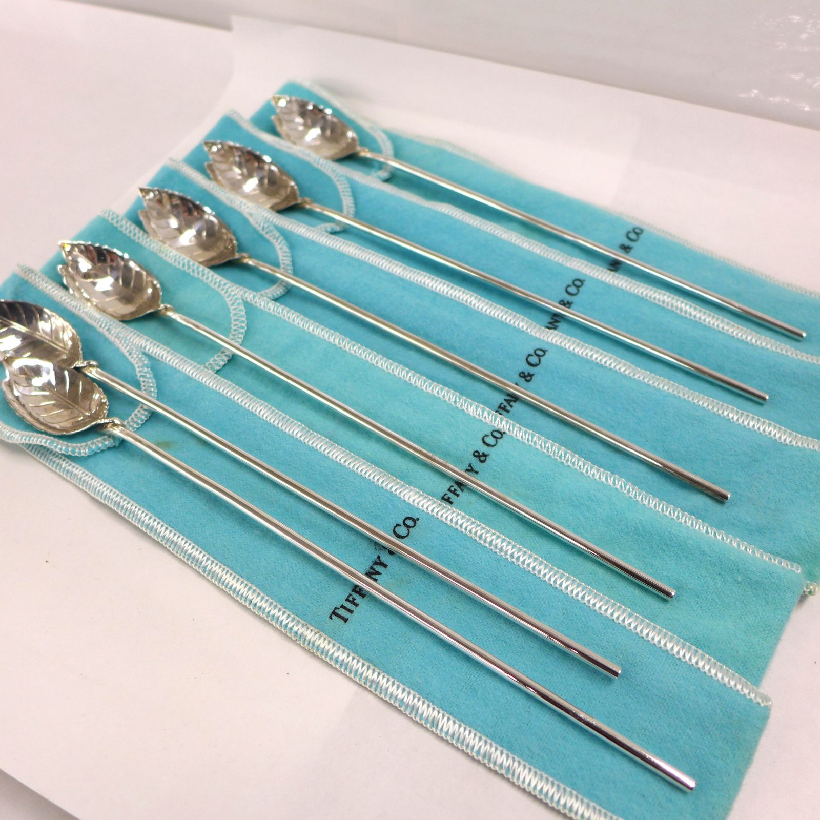 Tiffany-Co. ティファニー シルバー925 リーフ マドラー|ロングスプーン ６本セット 公田店