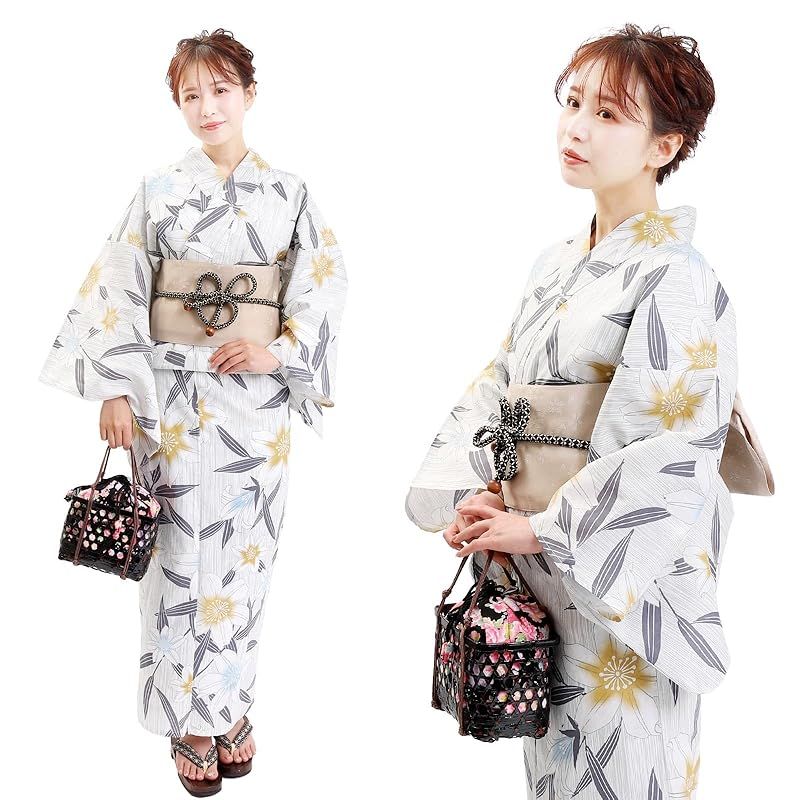 風香 二部式浴衣 ワンタッチ飾り帯 セット 椿柄 未開封品 Fuuka] 風香 二部式浴衣 リボン作り帯 2点セット セパレート