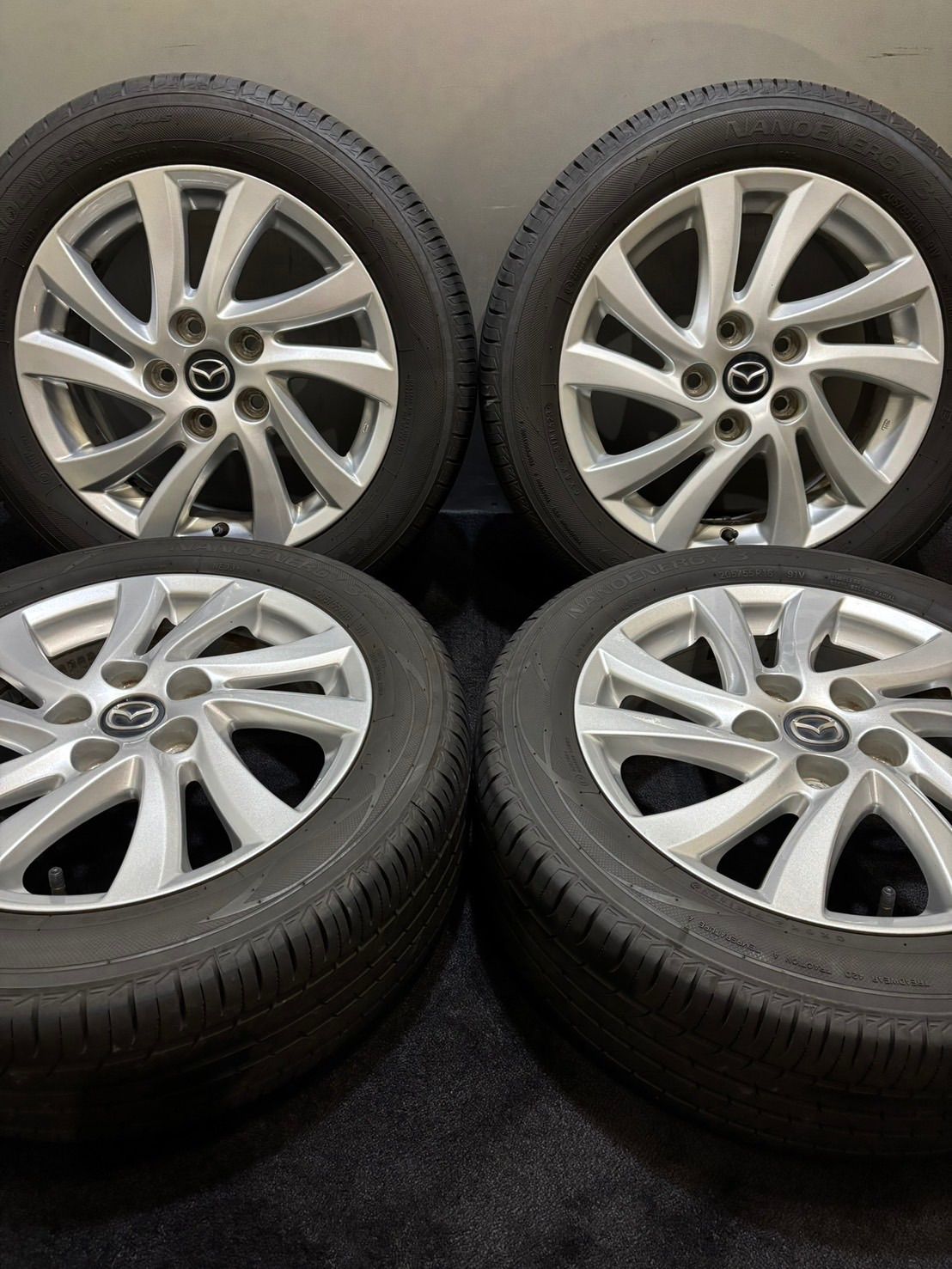 205|55R16 TOYO|NANOENERGY 3PLUS 23年製 マツダ アクセラスポーツ 純正 16インチ 6.5J 50 114.3 5H 夏タイヤ 4本 南2-J437