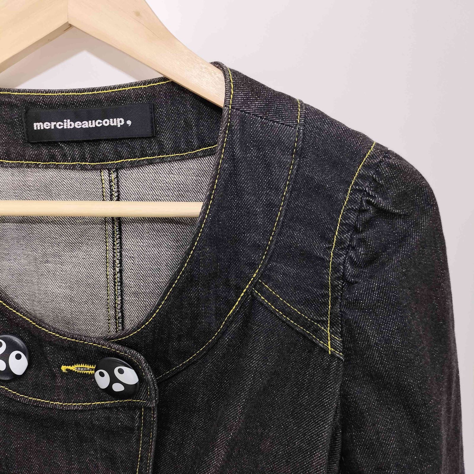 【専用】mercibeaucoup,メルシーボークーノーカラーデニムジャケット1 メルシーボークー mercibeaucoup ノーカラーデニムジャケット