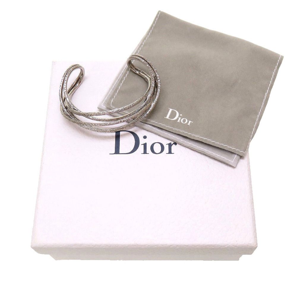 美品 クリスチャンディオール CDロゴ メタル シルバー ブレスレット バングル 0029 Christian Dior