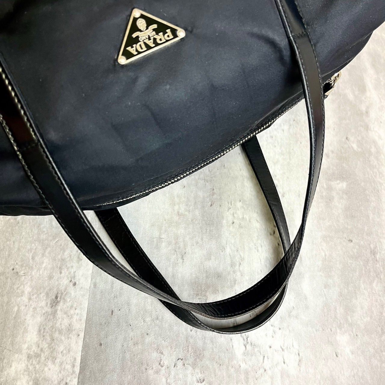 ✨良品✨ PRADA プラダ ミニボストンバッグ ハンドバッグ 三角ロゴ 
