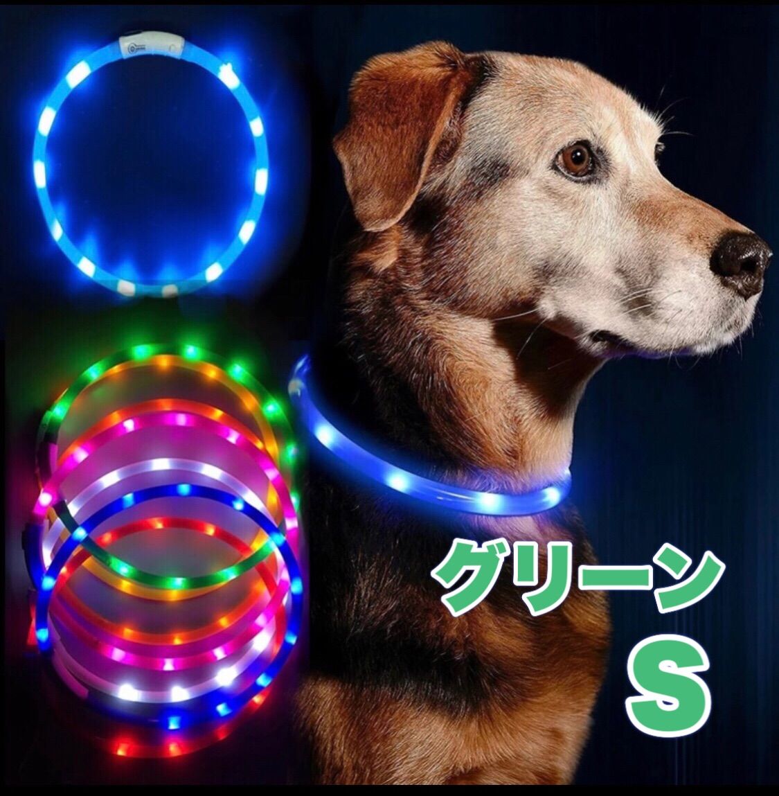 光る首輪 犬用 LED搭載 USB充電 レッド Sサイズ 赤 夜 散歩 - 首輪