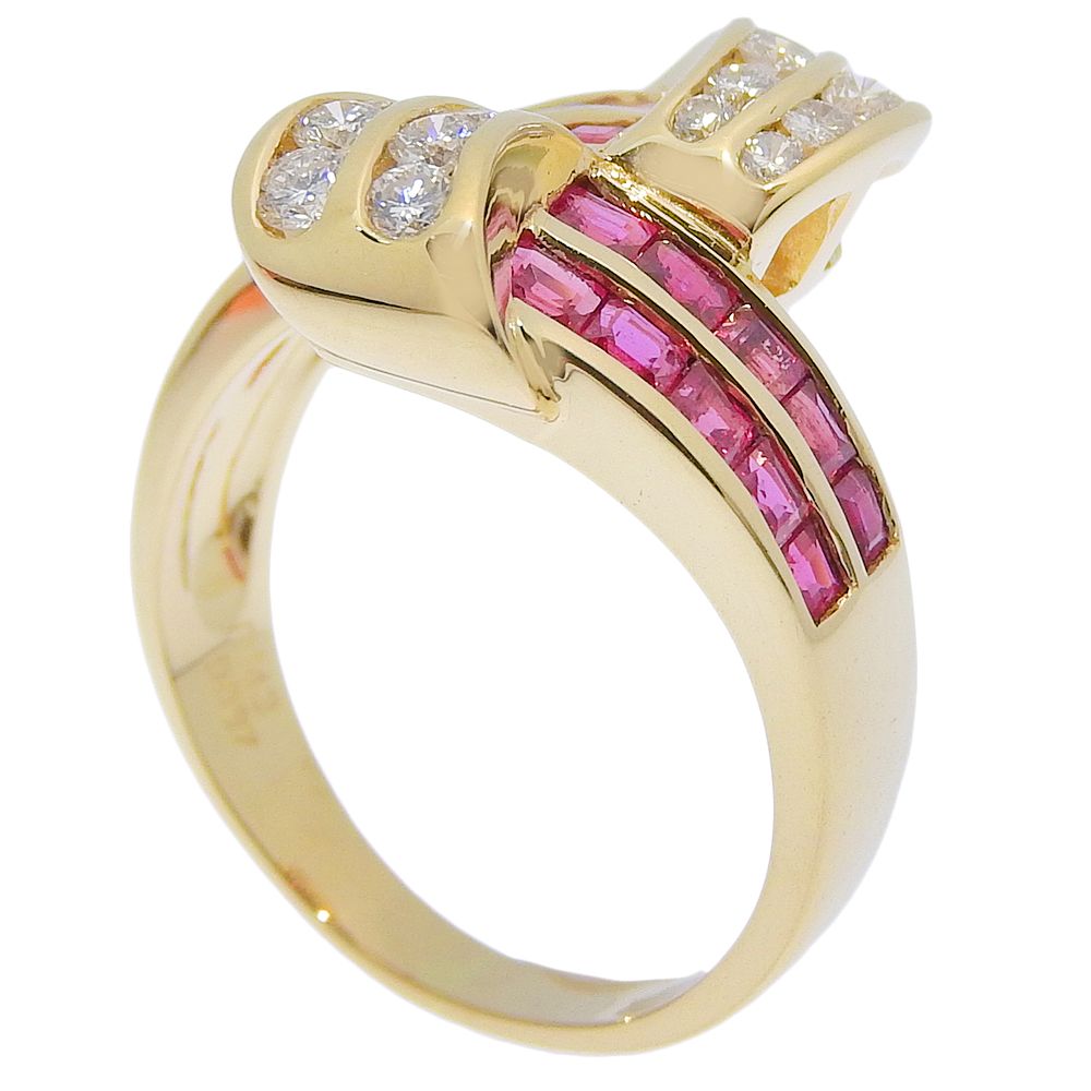 K18指輪 ルビー ダイヤモンド ゴールド 0.38ct ルビー ダイヤモンド リング・指輪 K18イエローゴールド